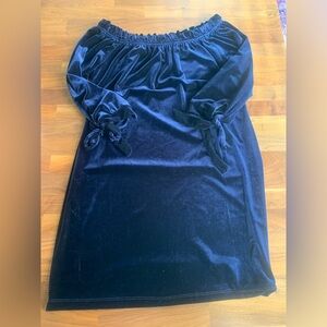 Scandal Italy Elegant Velvet Off-Shoulder Dress Sundance Luxe Navy